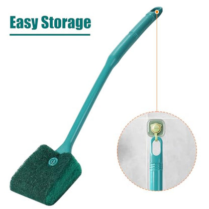 AQUANEAT Fish Tank Cleaning Tools, Aquarium Double Sided Sponge Brush, Algae Scraper Cleaner with Long Handle - size: 1pc