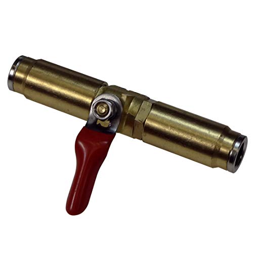 Ball Valve for Misting System, 3/8 Inch, Gold, 1 Count | Compression Fitting, Inline Shut-Off Point, 1000 PSI High-Pressure Nylon Tubing, Outdoor Use, 2 Ports