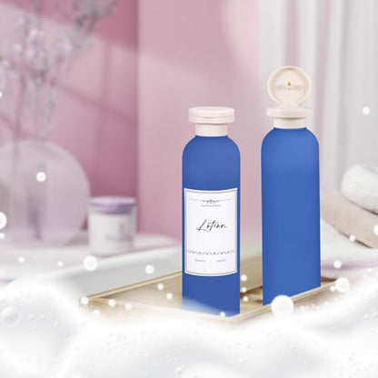 Travel Shampoo Bottle, Empty Plastic Squeeze Bottles 8.8oz with Flip Cap, Lotion Container for Toiletries Travel Size Shampoo and Conditioner - color: Blue