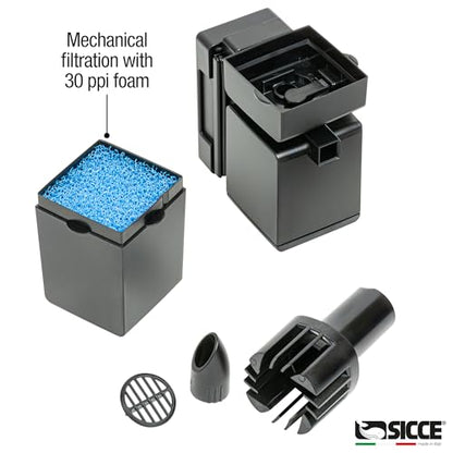 Sicce Shark MINI Aquarium Surface Skimmer 350 up to 40 Gallon Aquariums | 90 GPH Flow Rate Efficient Debris Oil Film Removal Freshwater & Saltwater