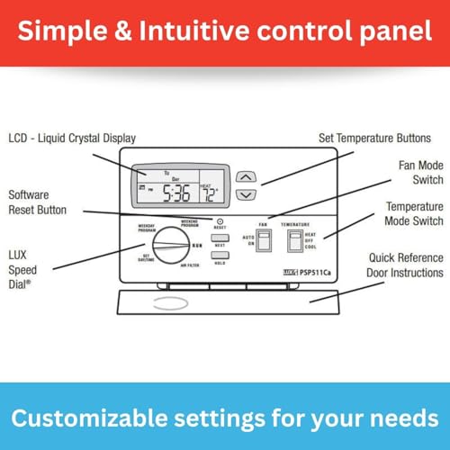 PSP511LC Programmable Thermostat | 5/2-Day, Dial Control
