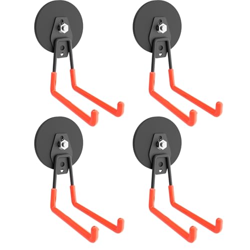 Heavy Duty Large Magnetic Hooks, Strong Magnet Hooks for Garden Tools,Hose,Straps,Steel Pegboard,Workshop,Anti-Scratch EV Charger Holder,Magnetic Cable and Tool Holder(4 Pack) - style: Large L/4 pack 26-130lbs
