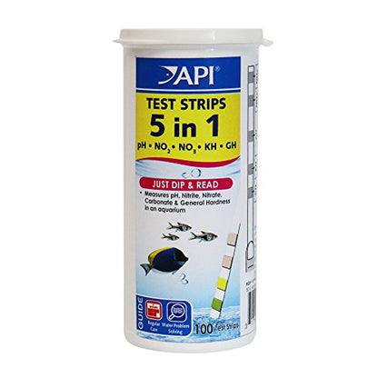 API 5-IN-1 TEST STRIPS Freshwater and Saltwater Aquarium Test Strips 100-Count Box - size: 100-Count