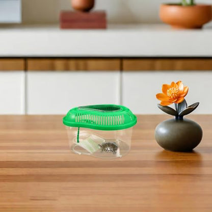Portable Plastic Reptile Transport Container with Ventilation Holes and Secure Lid Design for Travel and Outdoor Use, Suitable for Turtles and Other Small Pets