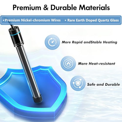 Orlushy Submersible Aquarium Heater, Fish Tank Heater with Free Thermometer for Freshwater and Saltwater Tank - size: R100