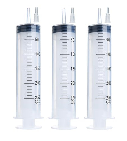 3 Pack 250ml Syringes, Extra Large Plastic Syringe for Glue Dispensing, Scientific Labs, Watering, Refilling, Multiple Uses - style: 250ml