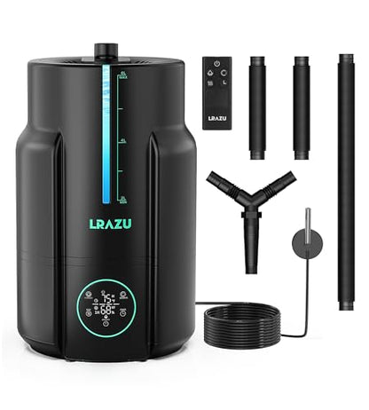 6L/1.6 Gal Reptile Fogger Humidifier, Misting System for Reptiles with Extendable Targeting Hose, 400 mL/h Plants Humidifier with Precise Temp & Humidity Probe for Grow Tent, Greenhouse, Growers - color: Black