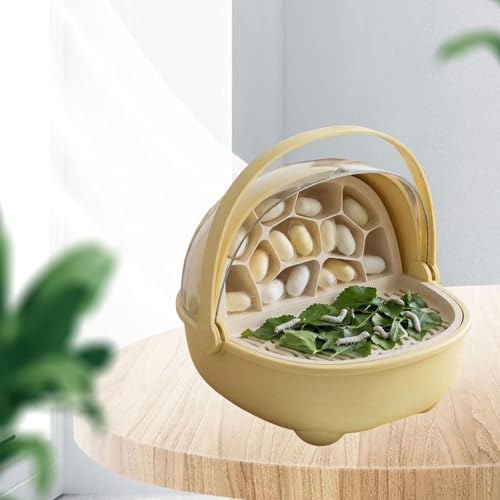 Silkworm Breeding Box Small Pet Feeding Container Transparent Removable Habitat Cage Portable Reptile House with PP for Turtle Frog Snake Suit, Yellow - color: Yellow
