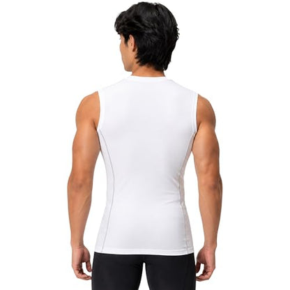 DEVOPS 3 Pack Men's Compression Shirts Sleeveless Tank Top Baselayer | Gym Training, Running, Moisture Wicking, Compression Fit, 4-Way Stretch, UPF 50+, Sleeveless - color: 0# (3 Pack) White / White / White(gray), size: X-Large
