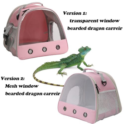 Ventilation Carrier for Bearded Dragon,Guinea Pig Carrier,Guinea Pig Carrier for 2,Reptile Travel Carrier for Lizards Sugar Glider Hedgehog Rat Parrot Birds,Airline Approved Pink - color: Pink