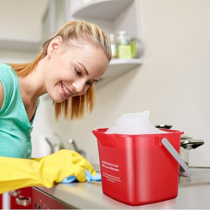 LemonRoad 3 Pcs Cleaning Bucket Small Sanitizing Square Bucket Multi-Size 3+6+8 Quart Detergent Pail for Home Commercial Restaurant Kitchen Office School Wash Rinse Sanitize Handwash(Red) - color: Red