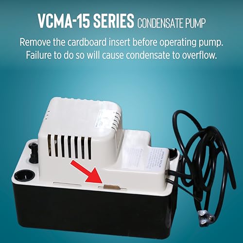 Little Giant VCMA-15ULS 115 Volt, 65 GPH, 1/50 HP Automatic Condensate Removal Pump for HVAC/Refrigeration Systems/Dehumidifiers with Overflow Detection Switch and 6-Foot Cord, White/Black, 554405 - style: Includes Overflow Detection Switch