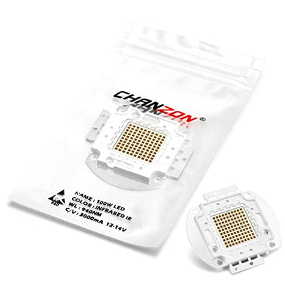 CHANZON High Power Led Chip 100W Infrared IR 940nm | (3000mA / DC 12V - 14V / 100 Watt) SMD COB Light Emitter Diode Components Night Vision Bulb Lamp Beads for DIY Lighting - color: O) Infrared Ir (940nm)
