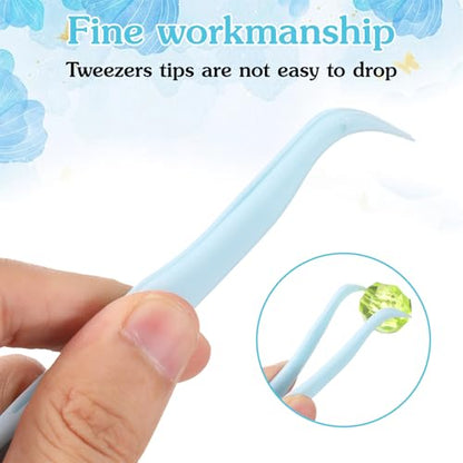 HaiFafafaing 20 Pcs Tweezers for Crafting, 4.5 Inch Bent Tip Plastic Tweezers for Crafts, Jewelry Making, Baking Decoration, Reptile Feeding