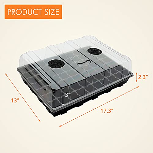 Gardzen 5 Pack Seed Starter Trays with Vented Domes 350 Cell | Smiling Face Plant Germination Kit with Humidity Domes and Bases, 18"x14" Tray for Starting Seeds - size: 70-Cell Black Eyes 5-Pack