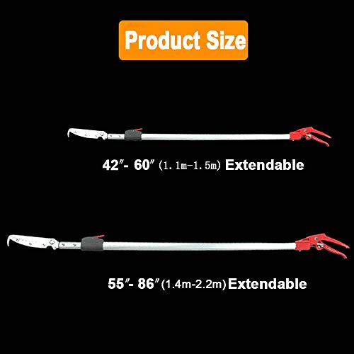 Extendable Snake Tong Reptile Grabber Rattle Snake Catcher Wide Jaw Handling Tool with Lock and Comfortable Grip(Include Snake Bag) (86 inches Extendable Snake Tong) - style: 86 inches Extendable Snake Tong