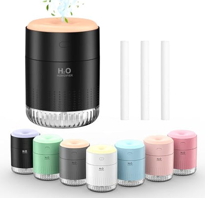 SZO Plant Humidifier Indoor, 500ml Black with Colorful Lights | Small Humidifiers for Plants, Travel, Bedroom, Office Desktop, Baby Room - color: Black