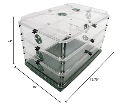 95457 24" x 15" x 16.75" Domed Propagator, Green, 3 Side Extenders and Locking Clip Set - size: 3 Side Extenders and Locking Clip Set