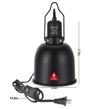 5.5inch Deep Dome Reptile Heat Lamp Reptile Light Fixture | UVB Light Fixture, Max 100W, For Bearded Dragon, Turtles, Snake and Lizard Terrarium - size: 5.5inch deep dome