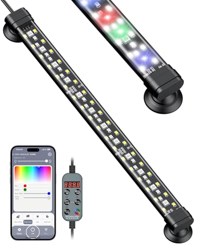 Pawfly Aquarium Light with Bluetooth for Plants, 6.5W 12 inch Full Spectrum Fish Tank Light for 13-22 inch Fish Tanks, Submersible LED Lights with App Control, Timer Modes & Adjustable Brightness - color: Pro, size: 12 Inch for 13 to 22 Inch Tank