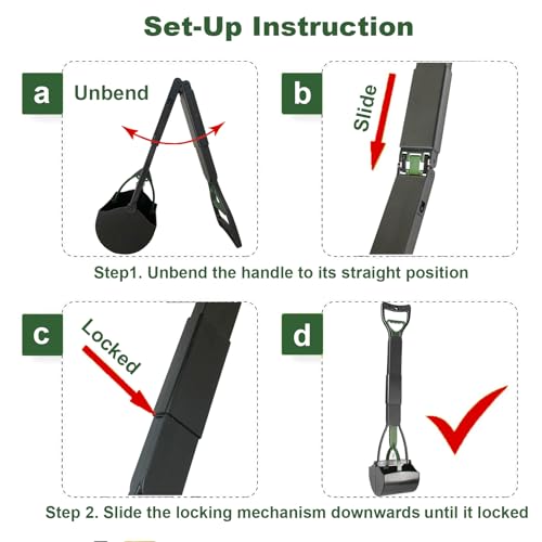 ienjoyed Dog Pooper Scooper for Large Medium & Small Dogs Heavy Duty,Long Handled Dog Poop Scooper for Grass,Durable Dog Poop Pick Up Tool (Dark Green) - color: Dark Green