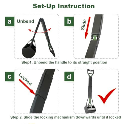 ienjoyed Dog Pooper Scooper for Large Medium & Small Dogs Heavy Duty,Long Handled Dog Poop Scooper for Grass,Durable Dog Poop Pick Up Tool (Dark Green) - color: Dark Green