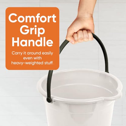 Superio 2.75 Gallon Plastic Cleaning Bucket with Large Spout, Utility Pail for Mopping, Car Wash, Fishing, Camping & Household Use, Light Grey, 1 Pack - color: Light Grey, size: 1 Pack