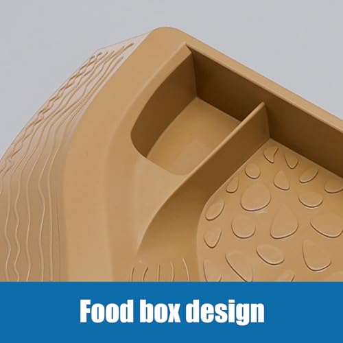 Split Design Turtle Bathing Bowl Pet Water Dish & Soaking Pool with Textured Base for Tortoise and Lizards Reptiles Bath Feeder - color: brownish yellow