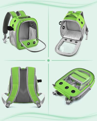 DBNESS Guinea Pig Carrier Backpack, Portable Rabbit Travel Carring Bag for Pet Bunny Chinchilla Bearded Dragon Hamster Parrot Outgoing Pouch Case with Water Bottle Holder & Detachable Pad (Dark Green) - color: Dark Green