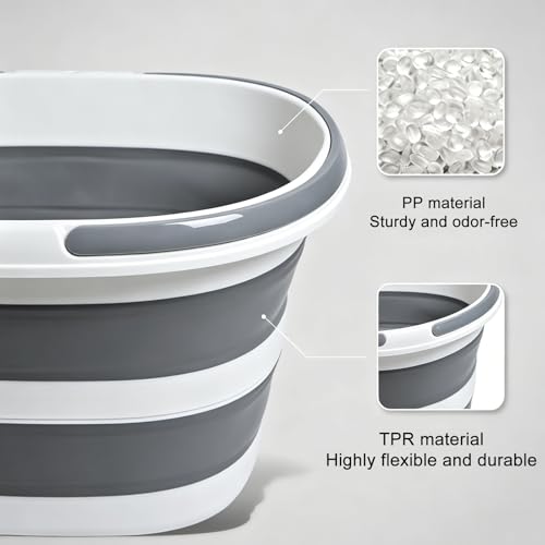 Collapsible Bucket 1.7 Gallon(6.5L)Round Silicone Foldable Bucket for Beach | Heavy Duty Portable Water Pail with Handle for Household Cleaning, Car Washing, Camping, Beach, Fishing and Outdoor Storage - size: Small