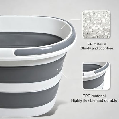 Collapsible Mop Bucket 4.2 Gallon(16 L) Silicone Foldable Cleaning Bucket | Heavy Duty Large Capacity Portable Bucket with Handle for Floor Cleaning, Laundry, Car Wash, Camping & Home Storage - size: Medium