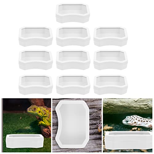 Crawling Toys Reptile Food Bowl Worm Dish: 10PCS Mini Plastic Reptile Water Feeder Bowl for Lizard Turtle Bearded Dragon Anoles Crested Gecko Hermit Black Accessories