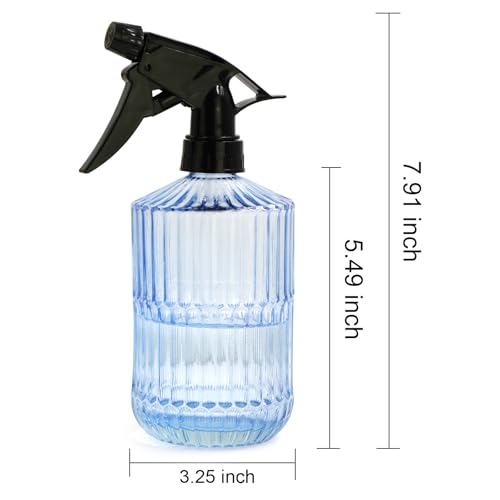 Glass Spray Bottle,Plant Mister Indoor Watering Can,Adjustable Nozzle Watering Glass 0.45L/15.22oz Spray Bottle for Cleaning Solutions (Light Blue) - color: Light Blue