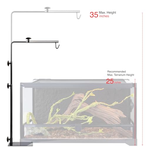 Reptile Lamp Stand – Adjustable Height Heat Lamp Holder for Terrariums & Tanks – Sturdy Metal Clamp & Riser for Bearded Dragon, Turtle, Snake Tank Accessories, 35 Inches - size: 25'' to 35'' Height