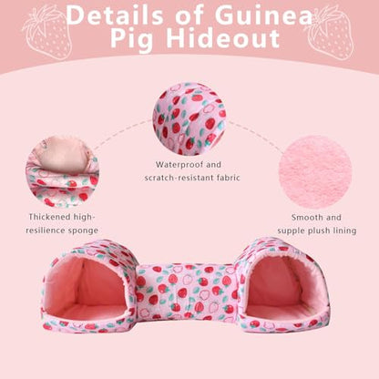 Guinea Pig Hideout Tunnel，Hamster Bed Small Animal Hideaway Tube House for Rat Mice Parrot Chinchilla Hedgehog Flying Squirrel Resting Sleeping Playing Washable Warm Bed Plush Nest Habitats