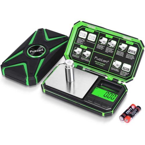 Fuzion Digital Gram Scale, TU-X 200g/0.01g Pocket Herb Scale with 6 Units for Personal Hobbies, Small Scale .01 Gram Accuracy Measuring Jewelry, Food, Powder - color: Green