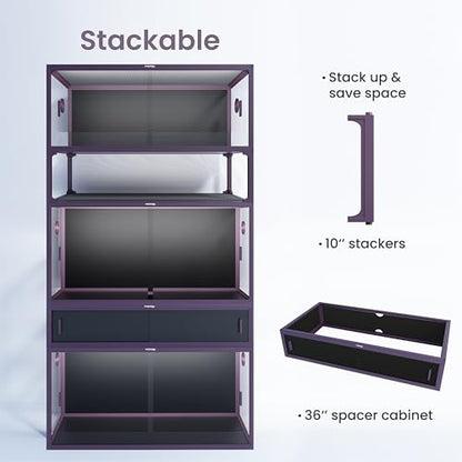 Stackable 50 Gallon Reptile Enclosure for Gecko, Juvenile Reptile | Optimal Ventilation & Light Penetration by Rust Proof Mesh Top, Easy Assembly within 6 Steps with Clear Instruction - color: Royal Purple, size: 50 Gallon