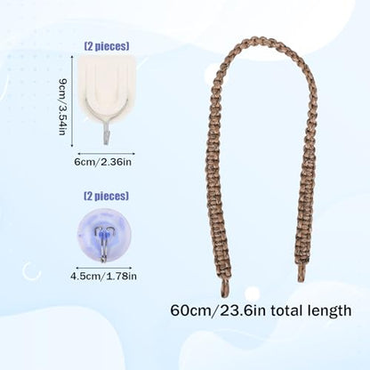 Snake Climbing Rope, 60cm/23.6in Reptile Enclosure Climbing Toy with Hooks & Suction Cups Cotton and Linen Enrichment Accessories for Ball Python Corn Snake Gecko Lizard Hermit Crab Cage Tanks Decor