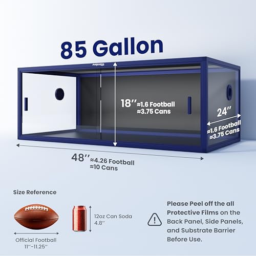 Lightweight 85 Gallon Reptile Enclosure for Snake, Bearded Dragon | Optimal Ventilation & Light Penetration by Rust Proof Mesh Top, Easy Assembly within 6 Steps with Clear Instruction - color: Dart Blue, size: 85 Gallon