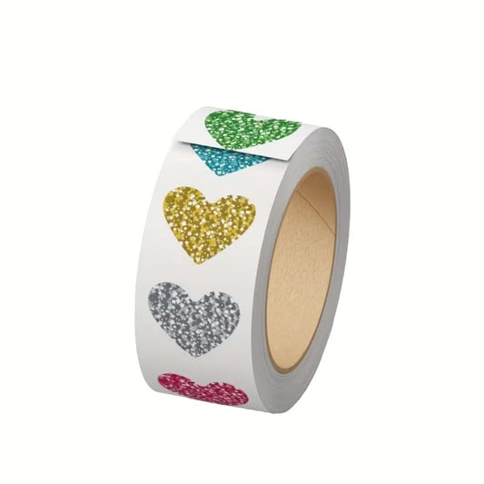 500pcs,Assorted Colors, Glittery Finish, Heart Stickers, Polyvinyl Chloride - color: Colorful 1