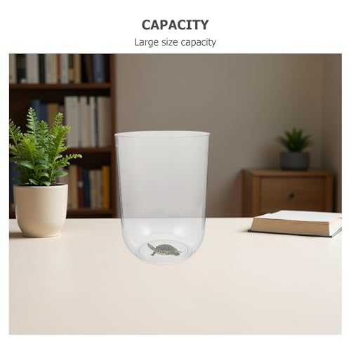 Creative Cylindrical Turtle Aquarium Tank 8l Plastic Ecosystem Terrarium Desktop Fish Bowl for Turtle Habitat and Betta Starter Tank