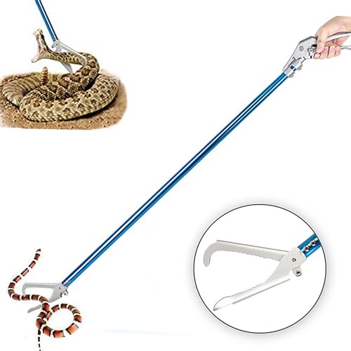 Snake Tong Catcher–Professional Reptile Rescue Grabber Aluminum Alloy with Wide Jaw Locking Mechanism and Comfort Grip for Safe Rattlesnake Control and Removal Tool (39inch Snake Tong) - style: 39inch Snake Tong
