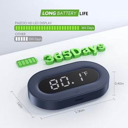 PAIZOO LED Digital Fish Tank Thermometer Stick on Highly Accurate ±0.9℉ | Replaceable Battery, Refresh Every 5s, Wireless Digital Thermometer for Fish Tank, Freshwater and Saltwater, White Display - size: White Display