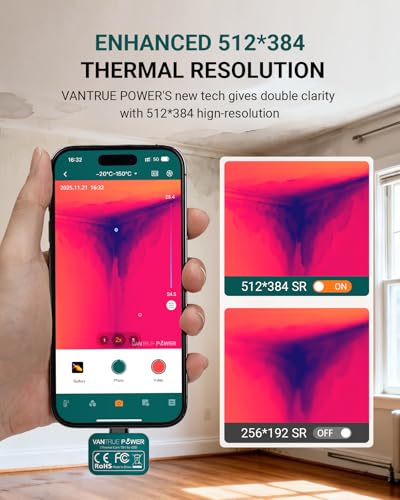 TS1 Thermal Camera for iPhone, Thermal Imaging Camera 512x384 Super Resolution, Infrared Thermal Camera, 25Hz Refresh Rate, -4°F to 1022°F Temp, Compatible with iPhone & iPad - color: Green for IOS,Ipad