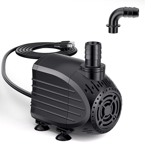 Ultra Quiet Submersible Water Pump 200GPH Size 3.2Lx2.5Wx2.8H in | Water Pump with Dry Burning Protection, 6.6ft Cord, 5.4ft High Lift for Fountains, Waterfall, Hydroponics, Aquariums KF203 - size: 200GPH