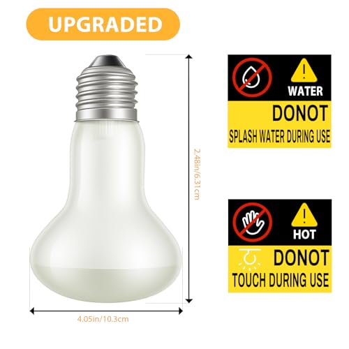 50W Reptile Heat Lamp Bulbs, 2Pack Heat Lamp Bulbs for Reptiles Basking Bulbs UVA Daylight Basking Light Amphibians Heating Lamp Emitter for Lizard, Turtle, Bearded Dragon, Snake, Gecko, Chicken