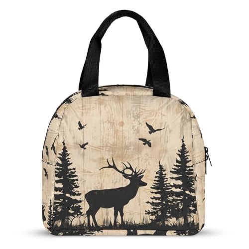 Rustic Woodland Deer Lunch Bag for Women Men | Insulated Lunch Box Leakproof Food Meal Containers Reusable Foldable 6L Capacity Lunch Tote Bags for Work Picnic Travel - color: Style 4
