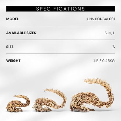 Ultum Nature Systems Bonsai - Handcrafted Hardscape Driftwood for Aquarium, Terrarium, Vivarium, Natural Aquascape Hardscape Decorations, Aquascaping Hardscape for Live Aquatic Plants - 001, Small - size: Small - 9x3.5x6.5 IN