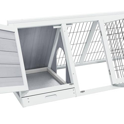 Tortoise Habitat Playpen Large Turtle Enclosure House Indoor Outdoor | Wooden Triangle Reptile Lounge, Ventilating Wire Fence, Fits Small Animals - color: White1