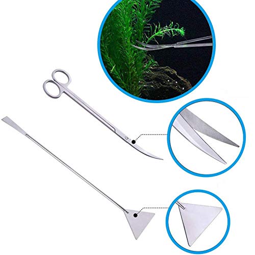 Aquarium Aquascaping Tool, Long Tweezers Scissors Spatula, 4 in 1 Stainless Steel Aquatic Plants Set for Fish Starter Kits, Aquariums Tank and Terrarium - color: Sliver